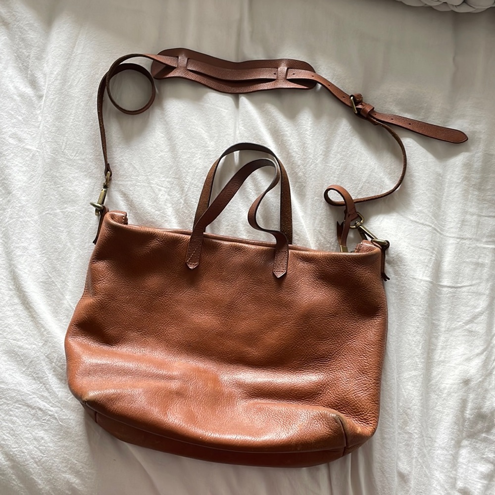 Madewell leather tote with crossbody